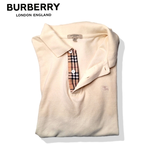 Burberry Other - Burberry Cream Colored Off White Short Sleeve V Neck Button Up Polo Shirt